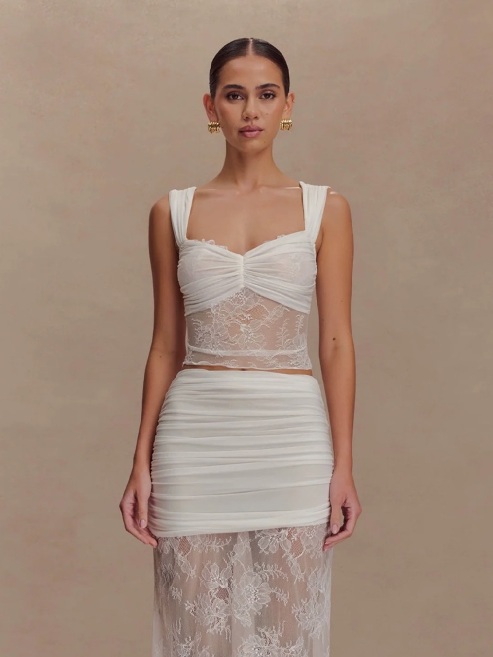 Guinevere
Lace And Mesh Top - Ivory
